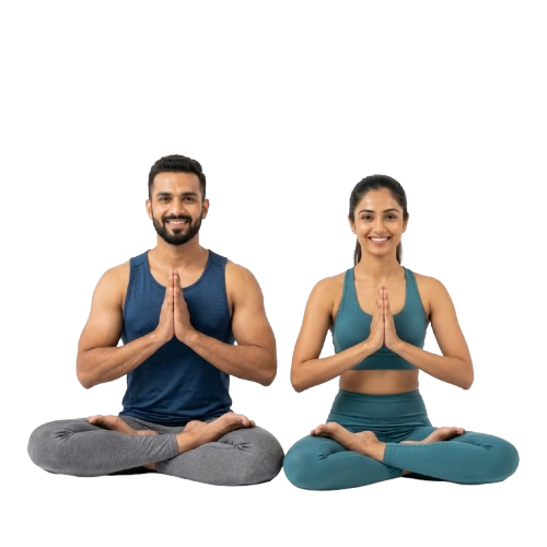 CallMyYoga expert instructors smiling in lotus pose